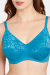 Rosaline Everyday Double Layered Non Wired 3/4th Coverage Lace Bra - Fjord Blue — thumbnail 4